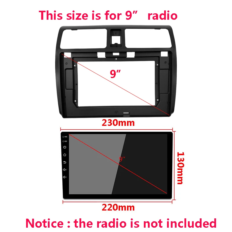 스즈키 스위프트용 자동차 라디오 근막, 자동차 스테레오 설치, 플라스틱 패널 베젤 페이스 플레이트 프레임 대시 키트, 2004 2010, 9/10 인치