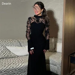 Customized Evening Gown Formal Women Prom Dress Dearin High Collar A-line Floor Length Skirts Lace Applique Bespoke Occasion Dre