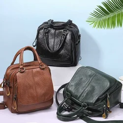 Ladies' Soft Leather Backpack Large Capacity Tote Bag Fashionable Travel Backpack Computer Backpack for Business Trips