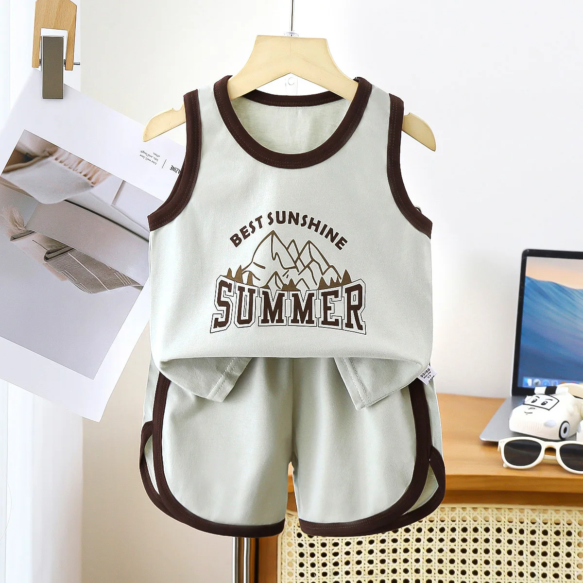 Children\'s Vest Set Pure Cotton Summer New Baby Sleeveless Clothes Boys Shorts Girls Clothing Children\'s Clothing