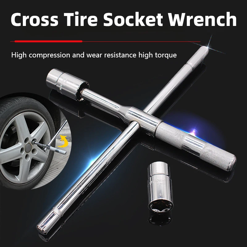 1/2 Car Wheel Wrench 17-23mm Cross Key For Automotive Car Repair Tool Disassembly Socket Spanner Mechanical Workshop Tools Key