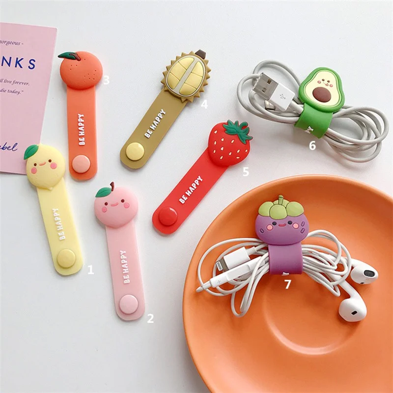 Avocado Fruit Universal Line Storage Clip Desk Organizer Winder Portable Earphone Data Cable Storage Buckle Kitchen Organizer