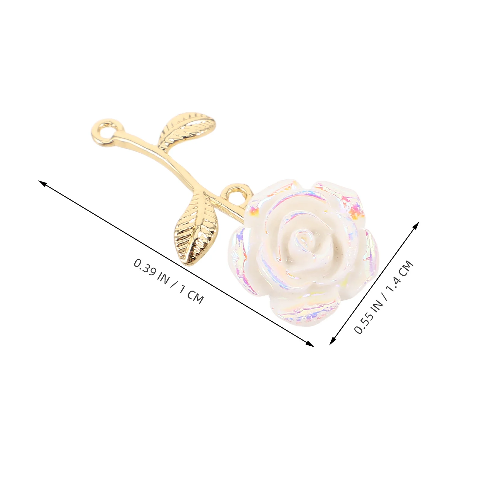 20 pièces plaqué or longue tige Rose émail breloques fleur pendentifs bijoux à bricoler soi-même faisant collier Bracelets émail fleur breloques