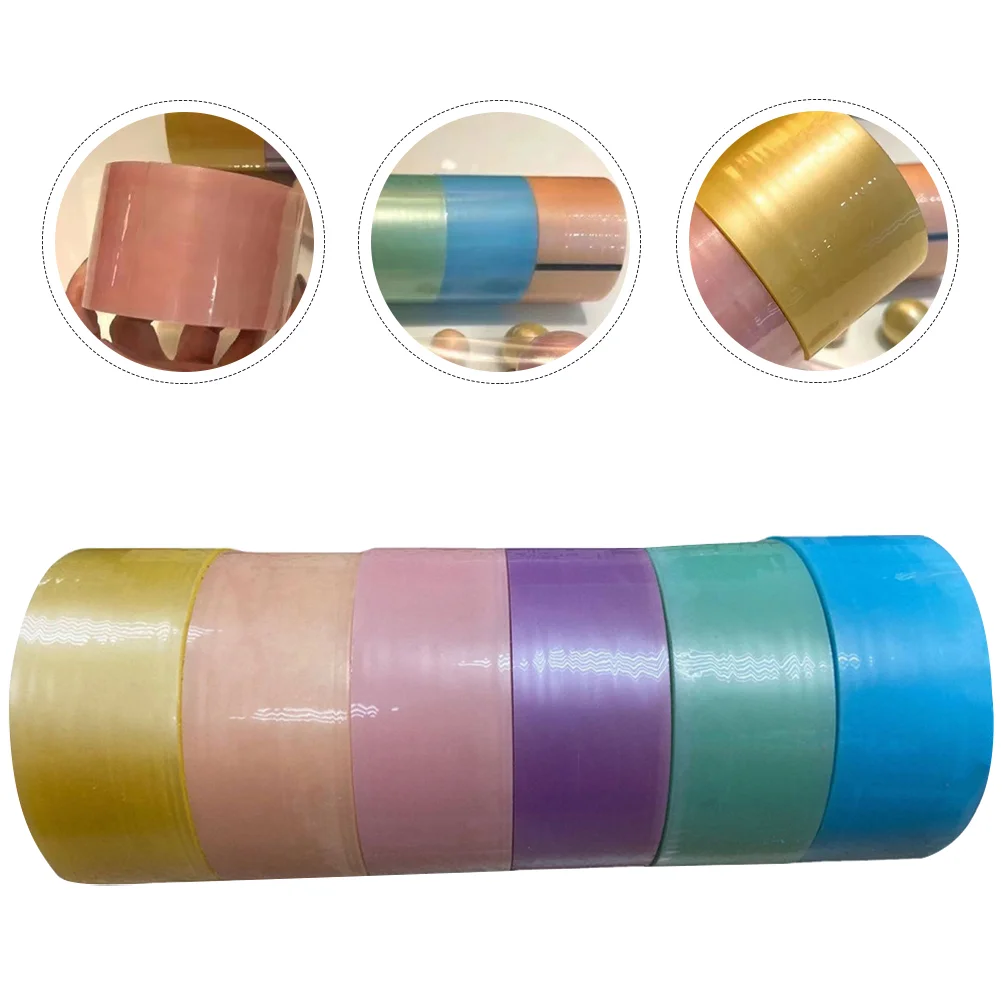 

6 Rolls Pearlescent Sticky Ball Tape Tapes Kids Colored Adhesive DIY Relaxing Rolling Bright Colorful Double Sided