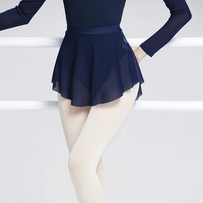 Ivoogle Woman Ballet Skirt A Side Split Short Dance Skirt Soft Mesh Elastic Skirt for Woman Ballet Tutu Skirt