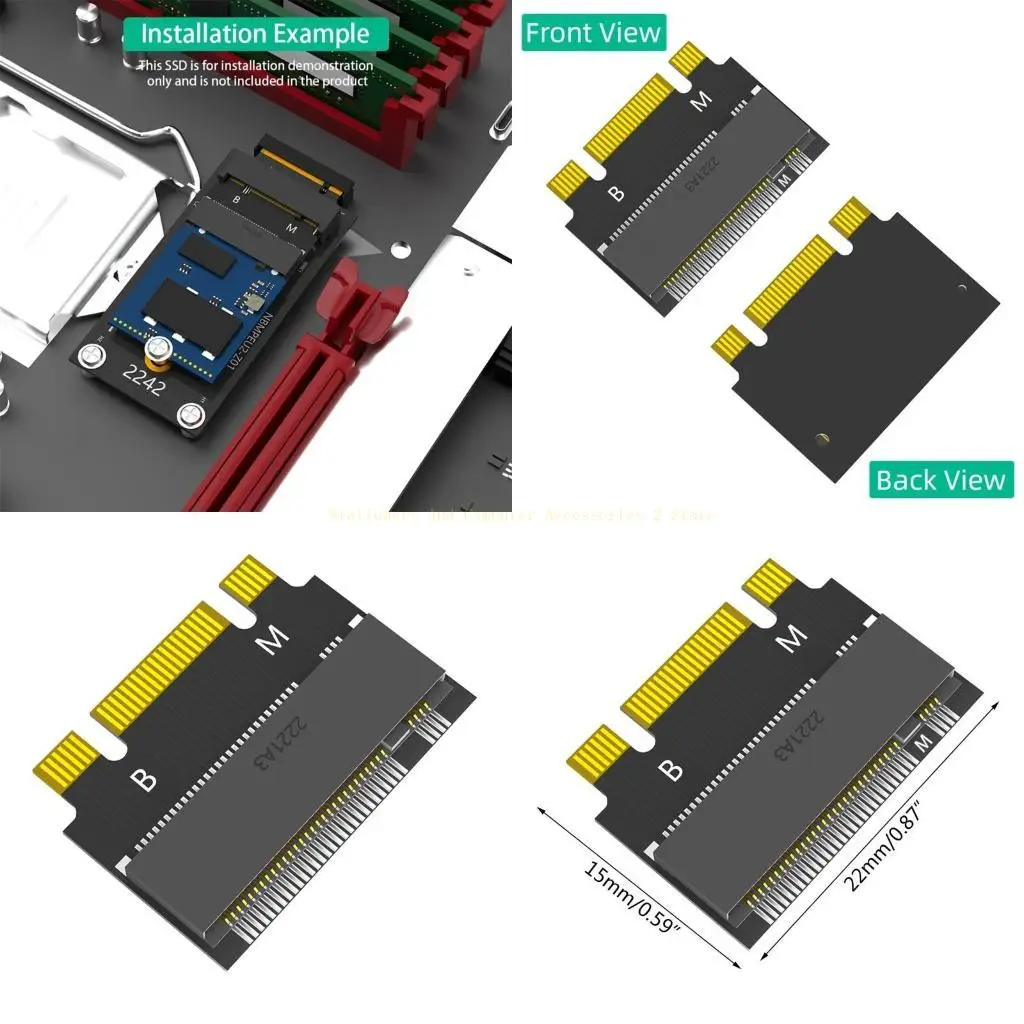 

Universal M.2 B+M 2230 to 2242 Extension Card for Computers, Male Female Adapter