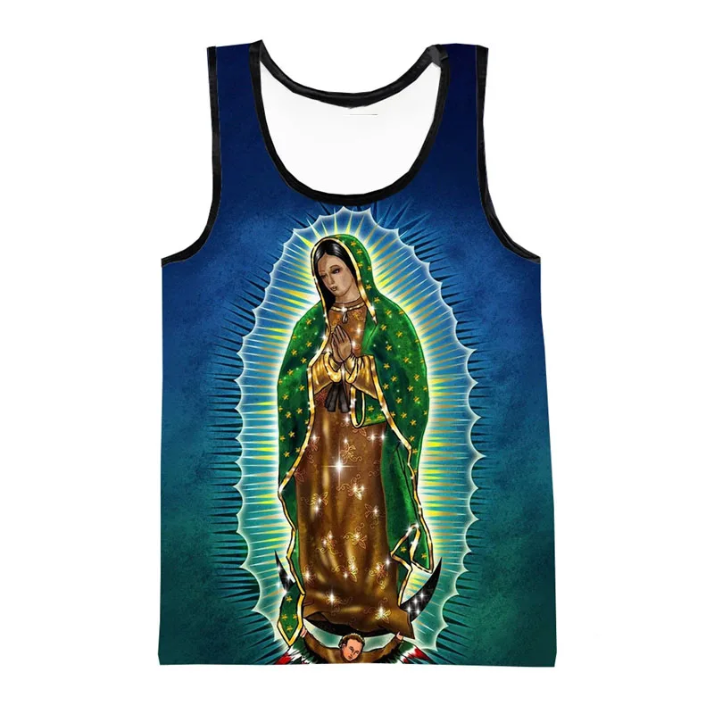 Virgin Mary Christian Graphic Tank Tops 3D Printing Mother Of God Cross Faith Casual Vest Cool And Fun Leisure Streetwear Tops