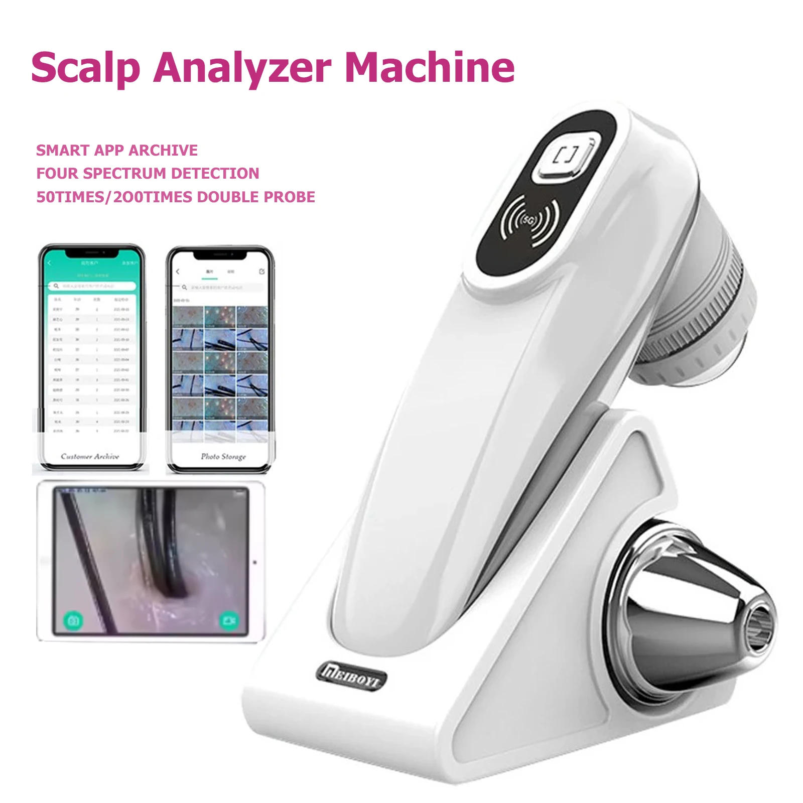 

WIFI Scalp/Skin /Hair follicle Detection Testing Analysis Magnifier UV Skin Analyzer Professional 50X/200X Facial Skin Detector