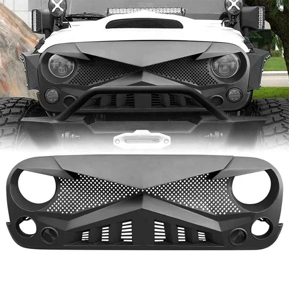 Matte Black Hawke Front Grille Grill for 2007-2017 Jeep Wrangler JK JkU Rubicon Sahara Sport