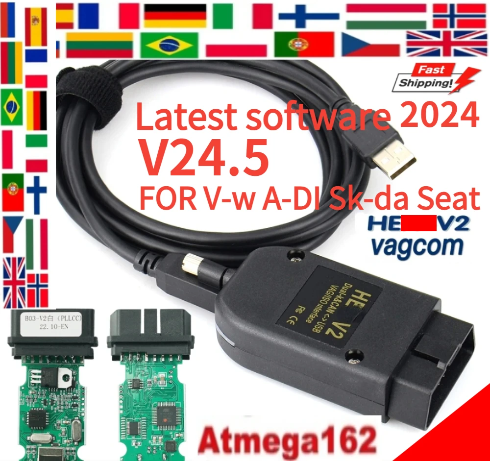 2024 Newest V24.7 VC-S FORVagCOM Scanner Tools Atmega162 Scanne Diagnostic Cable for Hex-v/2 OBD2 Tools FOR V-w A-DI Sk-da Seat 