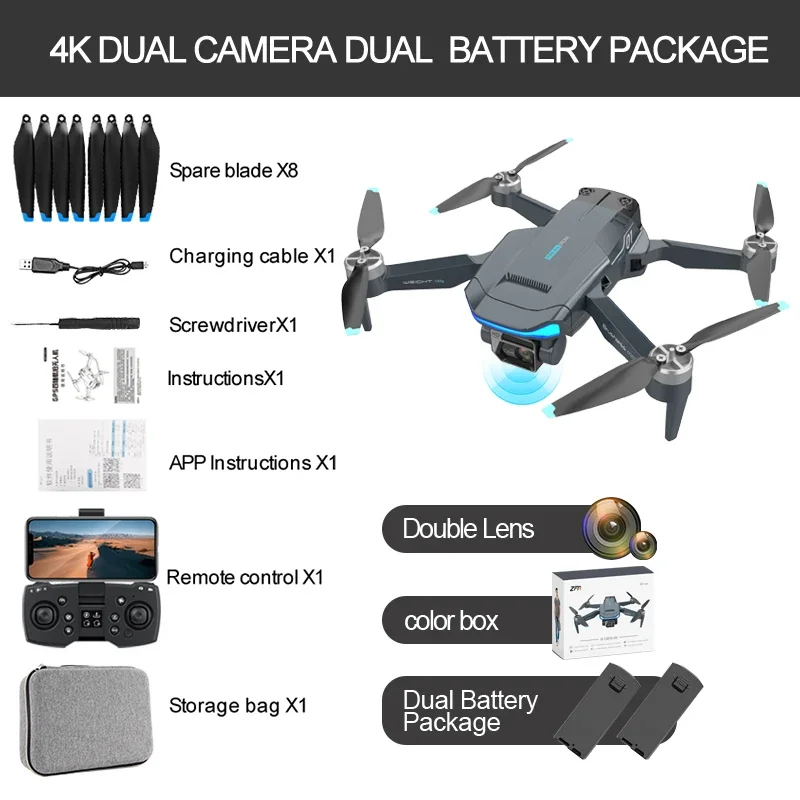 2024 New F194 Aerial Drone GPS Brushless Motor 4K HD Dual Camera RC Helicopter Professional Foldable Quadcopter Toy Gifts