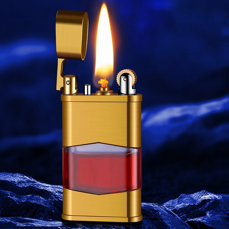 Flint Unusual Transparent Original Oil Gasoline Cigarette Grinding Wheel Kerosene Lighter Metal Windproof Lighter Petrol Lighter