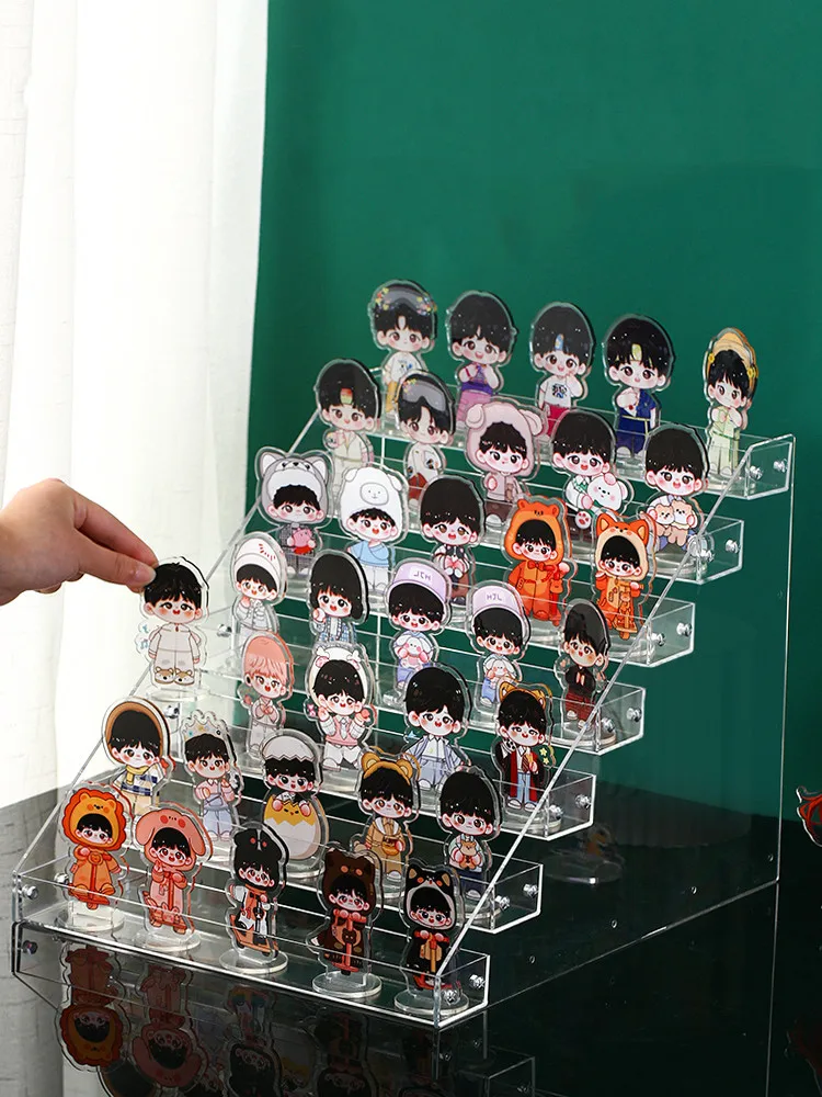 Acrylic Stand Desk Decor Clear Storage Box Blind Box Toys Display Rack Anime Millet Badge Organizer Shelf Figure Storage Case