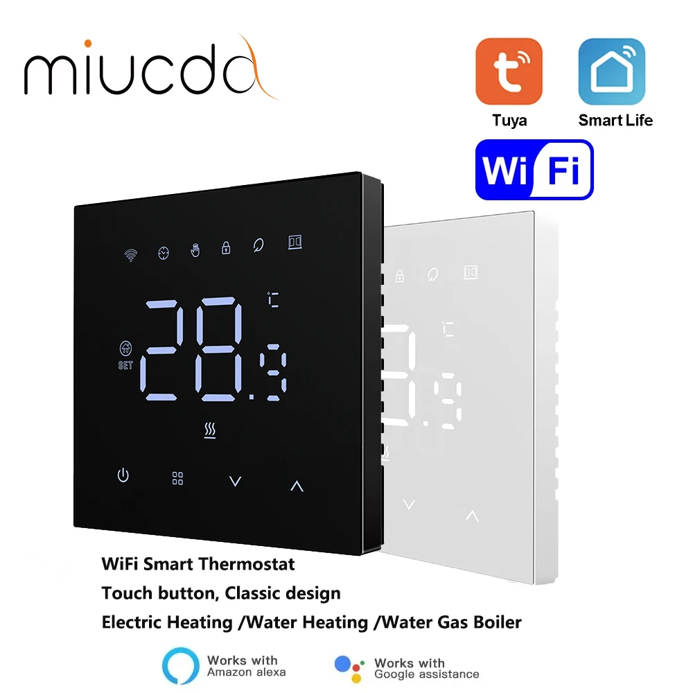 MIUCDA Tuya Smart WiFi Thermostat,Electric Heated Floor/Water/Gas Boiler WiFi Temperature Controller,Supports Google and Alexa