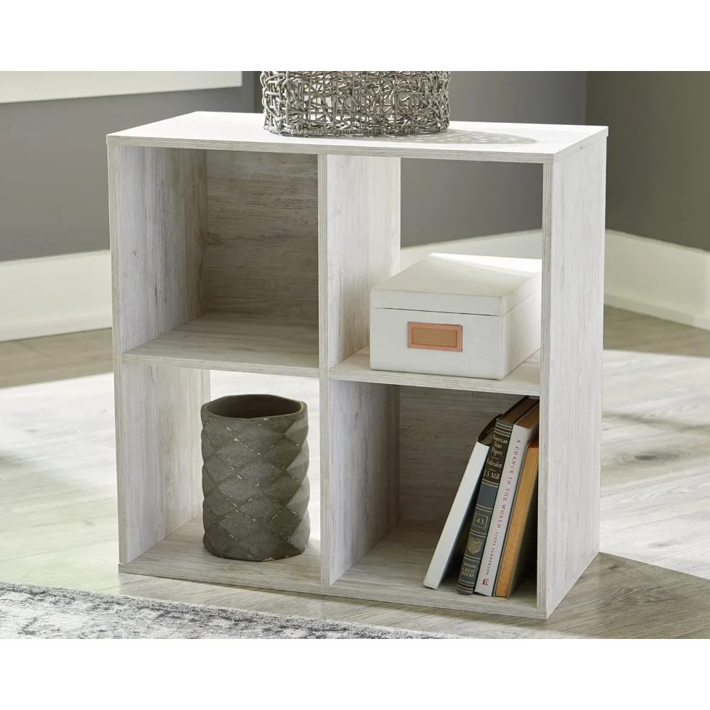 Paxberry Coastal 4 Cube Storage Organizer or Bookcase, Whitewash