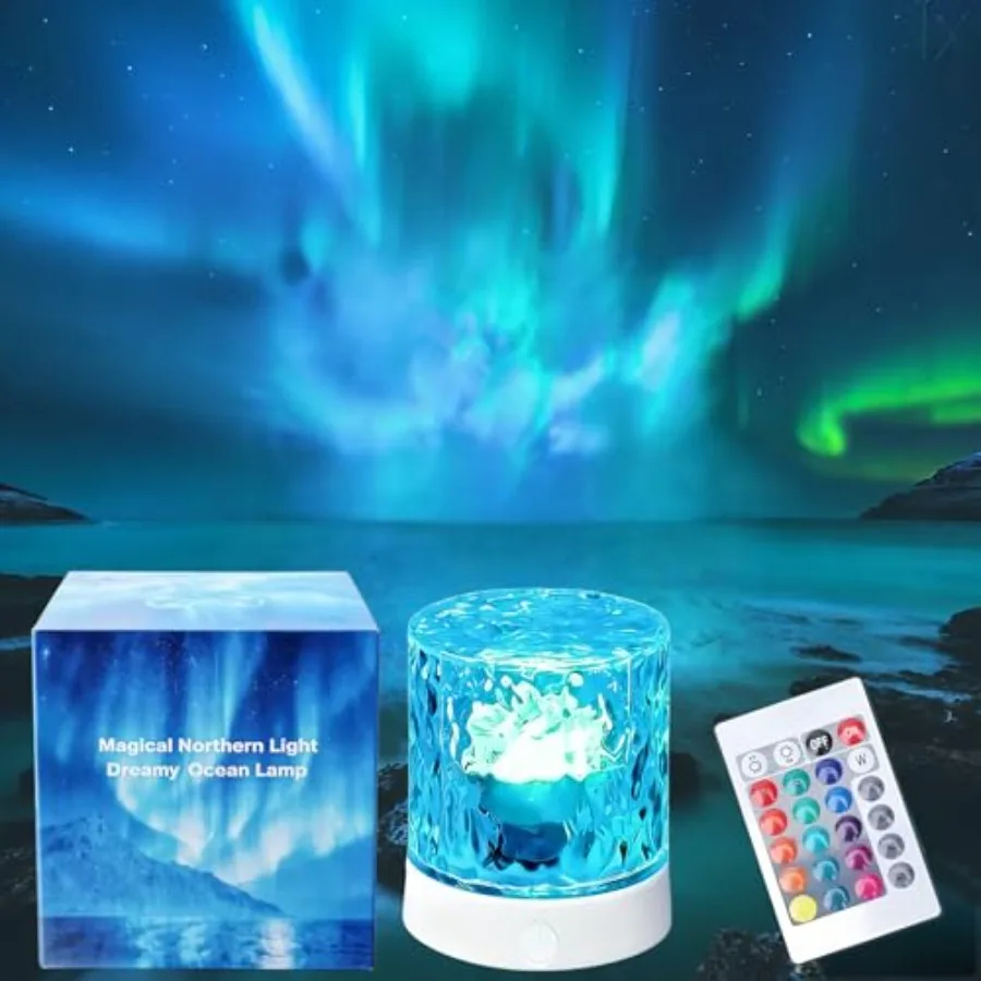 

Cordless Northern Aurora Borealis Light Projector for Bedroom-Water Ripple Ocean Wave Projector Light-Shower Lamp-Teen Girl Gif