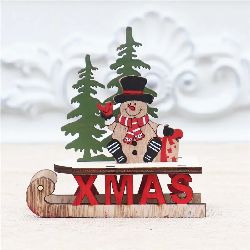 

Wooden Snowman Desktop Christmas Decorations Xmas Sleigh Santa Claus Deer Cart Merry Xmas New Yaer Party Decor for 2024 Navidad