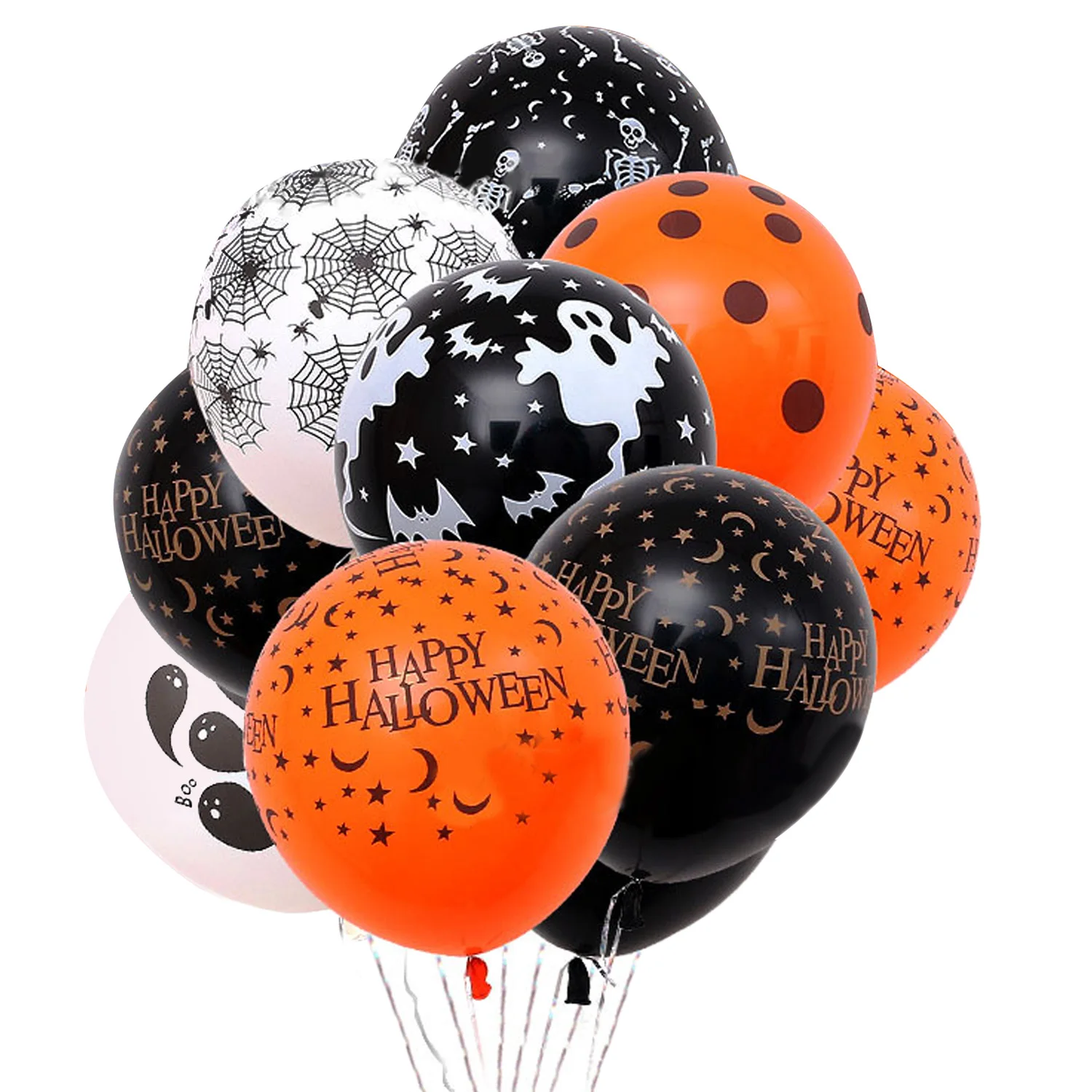 

10 PCS Latex Halloween Decor Balloons Kit Pumpkin Happy Halloween Balloon Decor Supplies Random Style