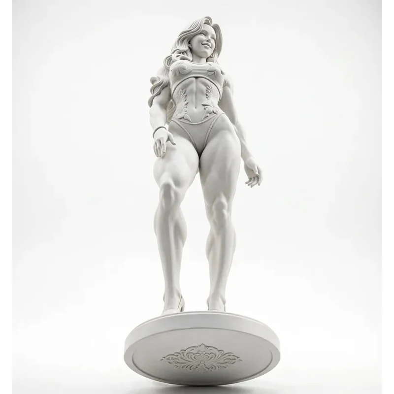 Sexy Female Bodybuilder Fitness Statue Muscular Woman Gymnast Figure Floral Swimsuit Resin Desktop Ornament Home Decor Gift