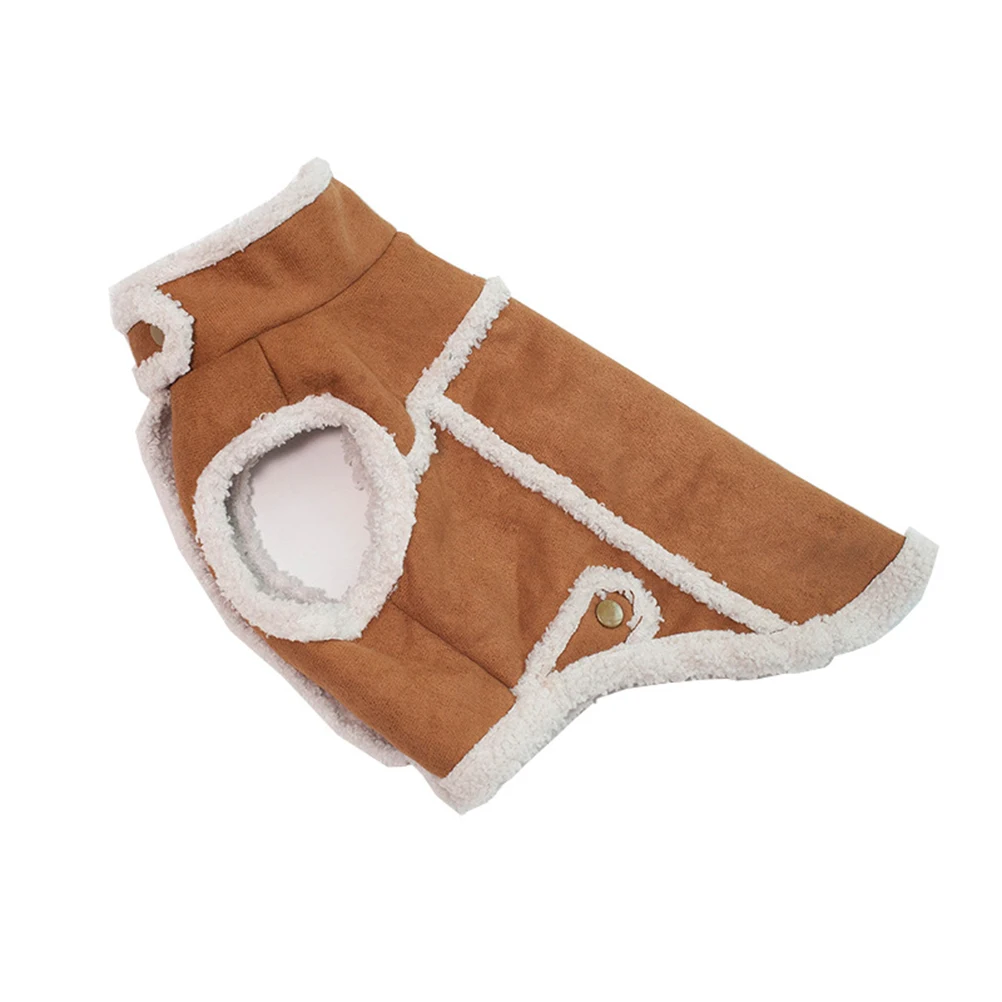 

Winter Pet Warm Jacket England Style Dog Clothes Suede Fabric Durable Comfortable Puppy Walking Outdoor Party Photo Brown Size