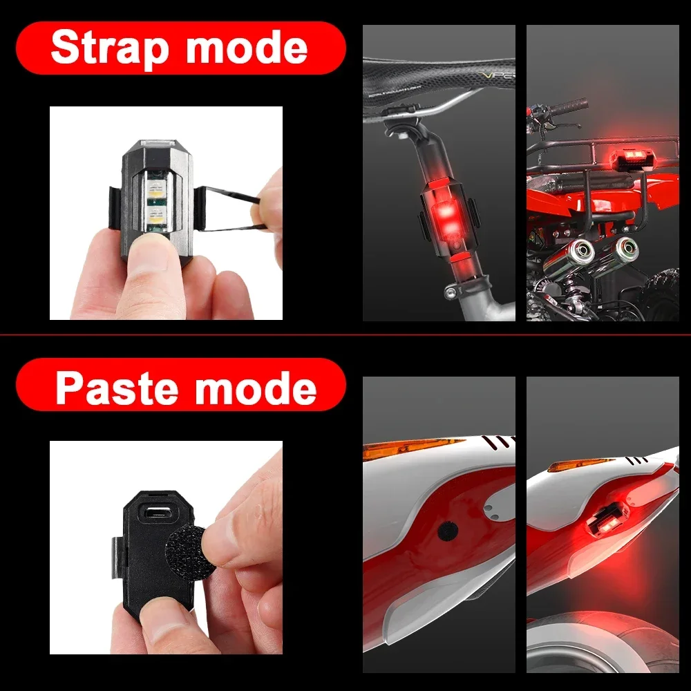 7 Colors Universal LED Motorcycle Warning Lights Mini USB Drone Strobe Light Bike Aircraft Night Flashing Turn Signal Indicator
