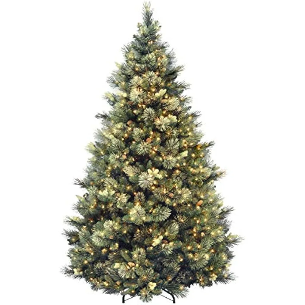 

Carolina Pine 7.5 Foot Artificial Holiday Prelit Christmas Tree w/750 Clear Lights, Pinecones, 1399 Branch Tips and Metal Stand