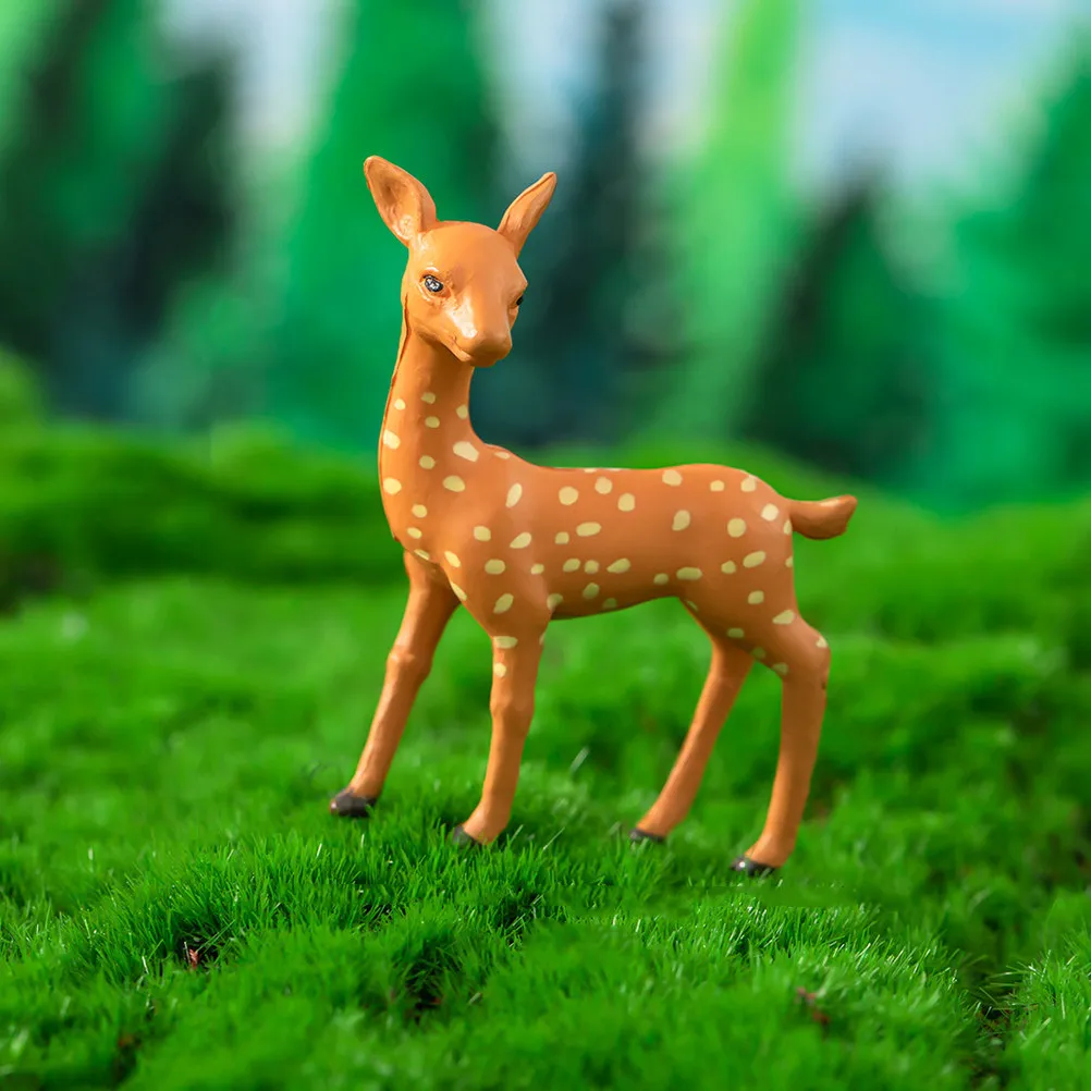 4Pcs Resin Deer Ornaments Mini Garden Decor Outdoor Lawn Statues Animal Art Decor for Bonsai Micro Landscaping Home Office Desk
