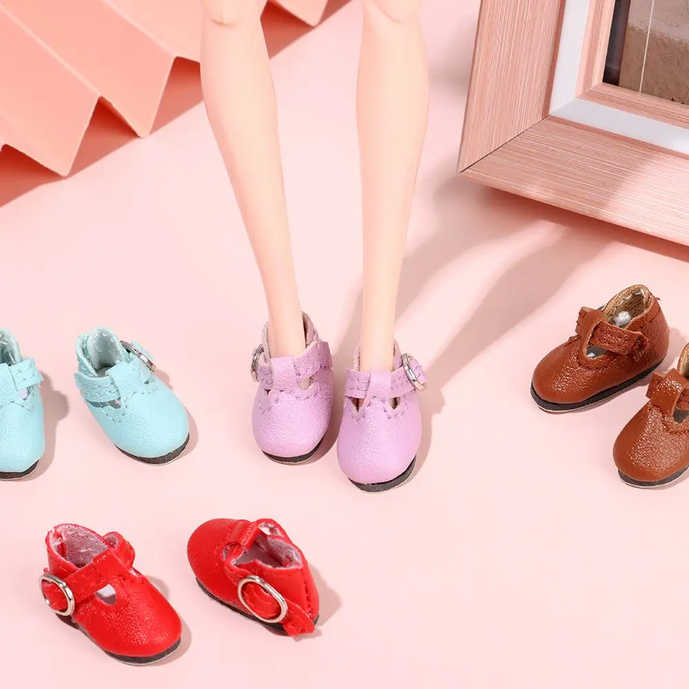 2.8*1.2cm Multicolor Doll Shoes for 1/6 Blythes Doll Mini PU Leather Sandals Toy Princess Doll Wear Shoes Doll Accessories