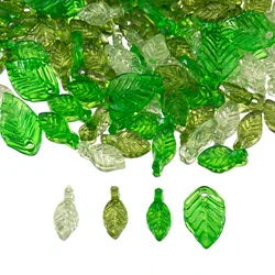 50pcs 100pcs DIY Acrylic Green Leave Pendants Charms Plastic Flower Leaf Loose Beads for Earrings Wedding Hair Jewelry Findings