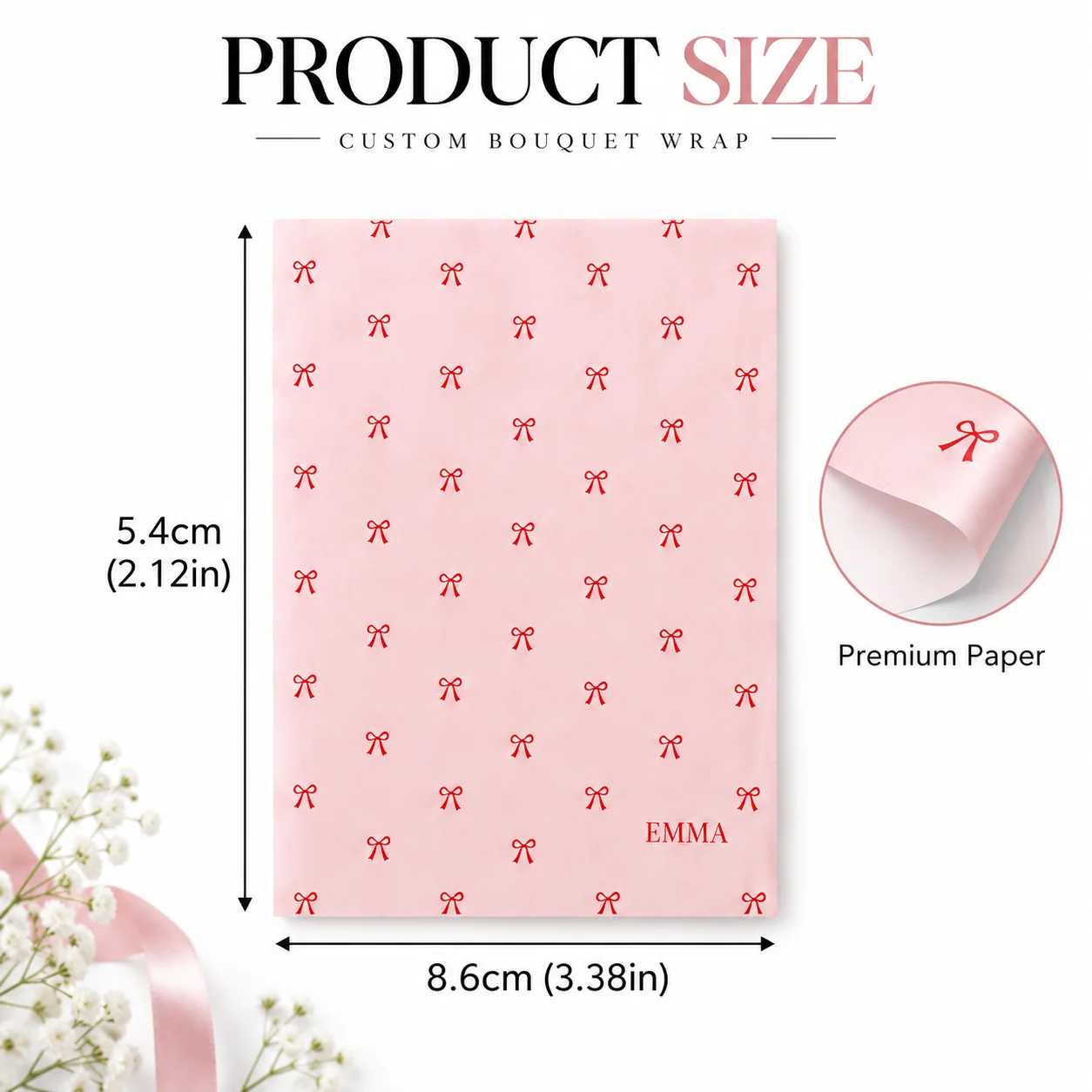 Custom Wrapping Paper Text Floral Bouquet Wrapping Paper Holiday Gifts Bow Decorations Valentine's Day Weddings Parties Flower