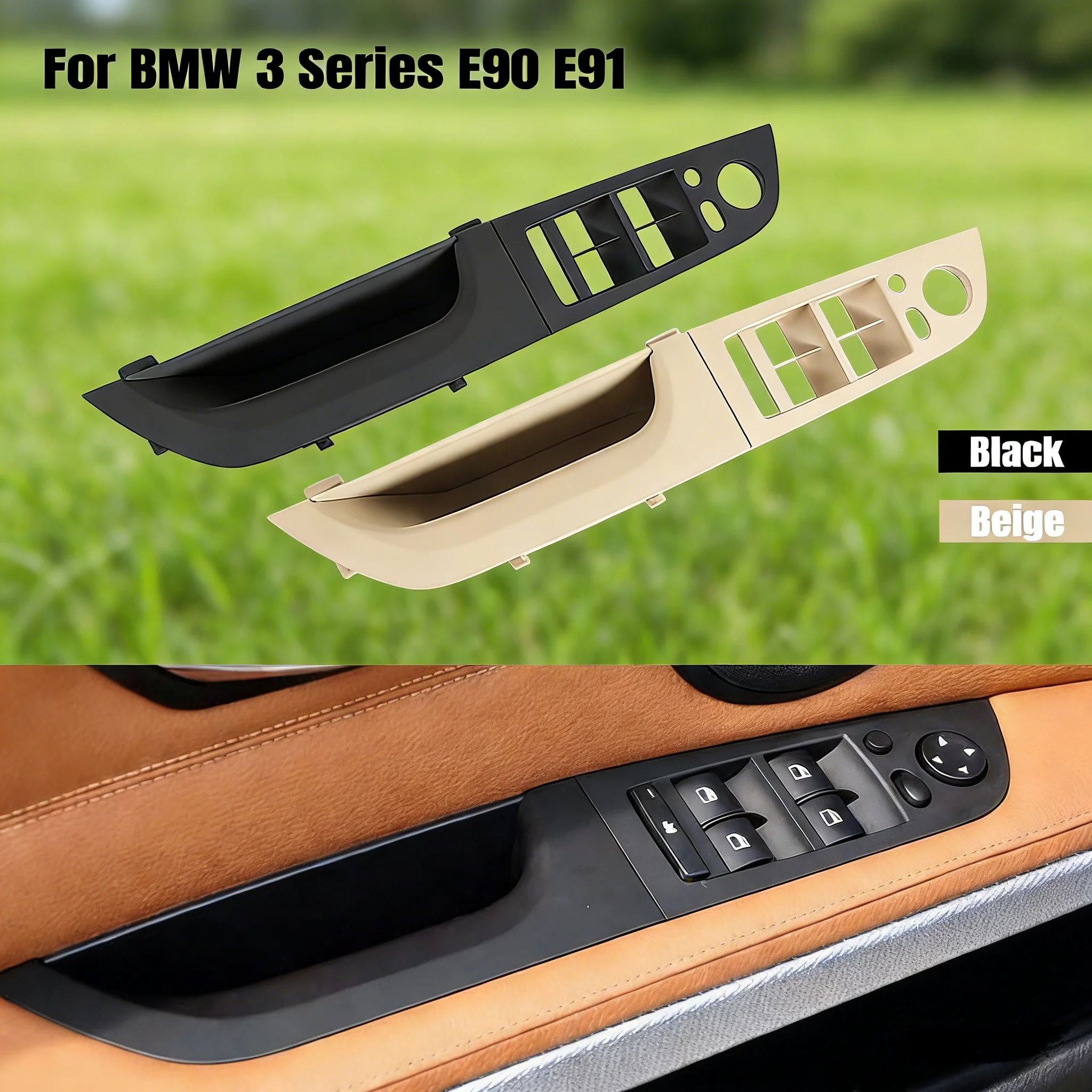 LHD Interior Door Handles for BMW 3 Series E90 E91 318 320 325 328 330 335 Part Inner Doors Panel Handle Bar Pull Trim Cover