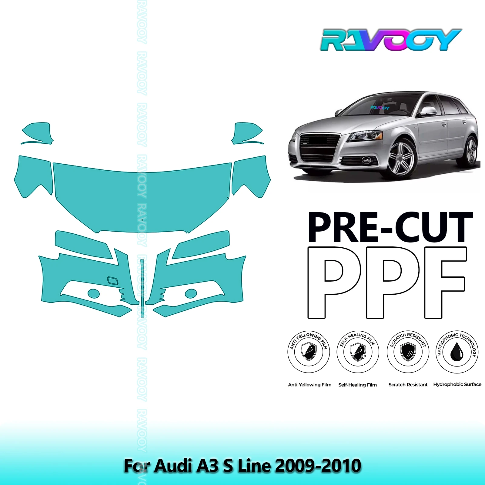 

Car Front Kit Clear Bra Precut PPF Paint Protection Film For Audi A3 S Line 2009-2010