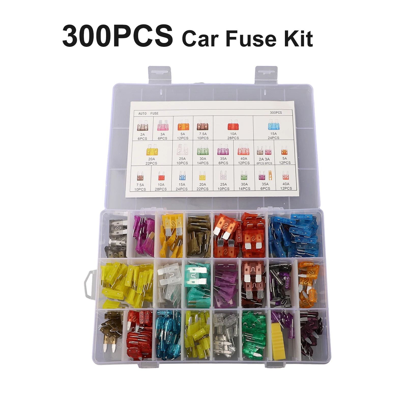 

300pcs Fuse Car Blade Fuse Assortment Assorted Kit Mini Small Size Blade Set/kit With Plastic Shell Box Car Replace Accessories