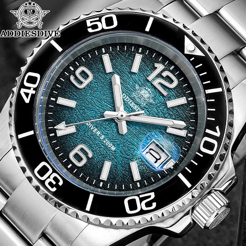 ADDIESDIVE AD2513 Ceramic Bezel Colorful Dial Quartz Watches 41mm Reloj Hombre 200m Waterproof BGW9 Luminous Diver Watch For Men