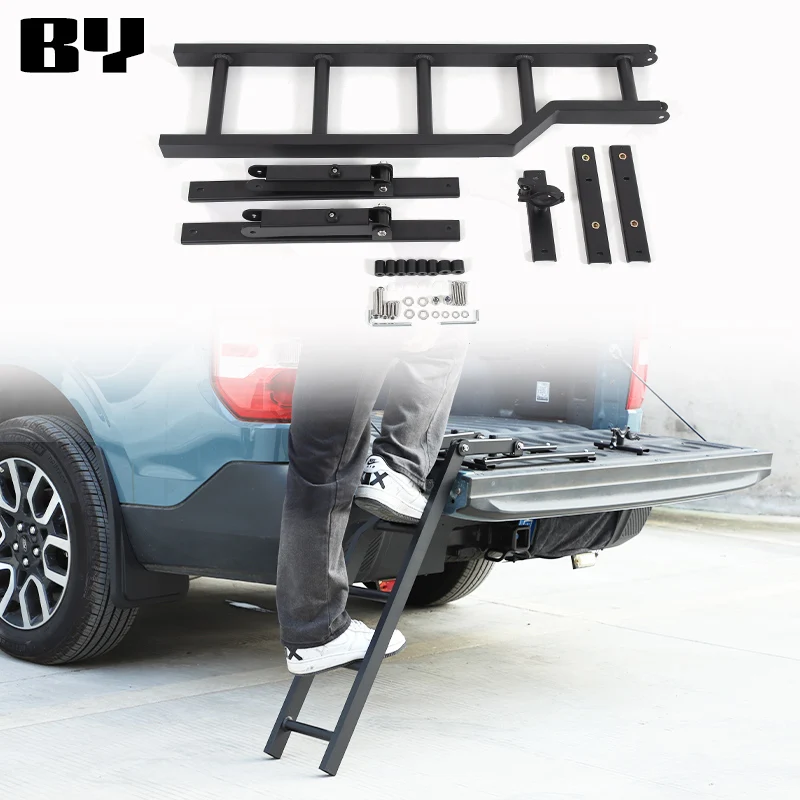 Foldable Pickup Truck Tailgate Ladder Car Rear Tailgate Climbing Ladder with Lock Device For Ford Maverick 2022-2024 Accessories