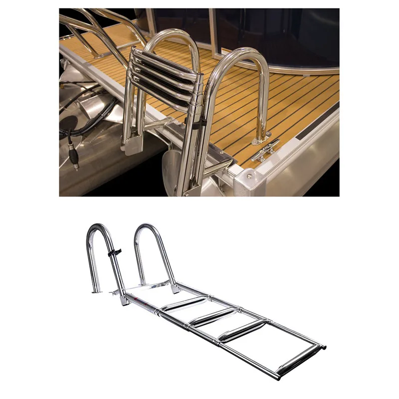 88444 خطوة مركبة بحرية سلم قابل للطي 316 الفولاذ المقاوم للصدأ تصغير يخت السباحة منصة ملحق سميكة Bo