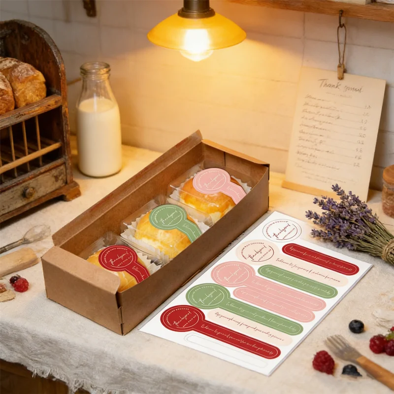 

NEW Creative Gift Wrapping Thank You Sticker Set 200PCS, Unique Dessert Design for Personalizing Gifts, Handmade Touch for Notes