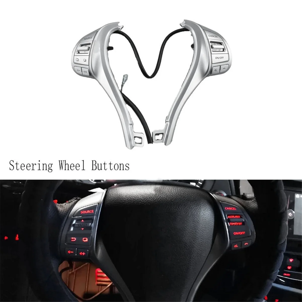 Car Multifunctional Steering Wheel Buttons Cruise Control Switch for Nissan Teana Navara Terra