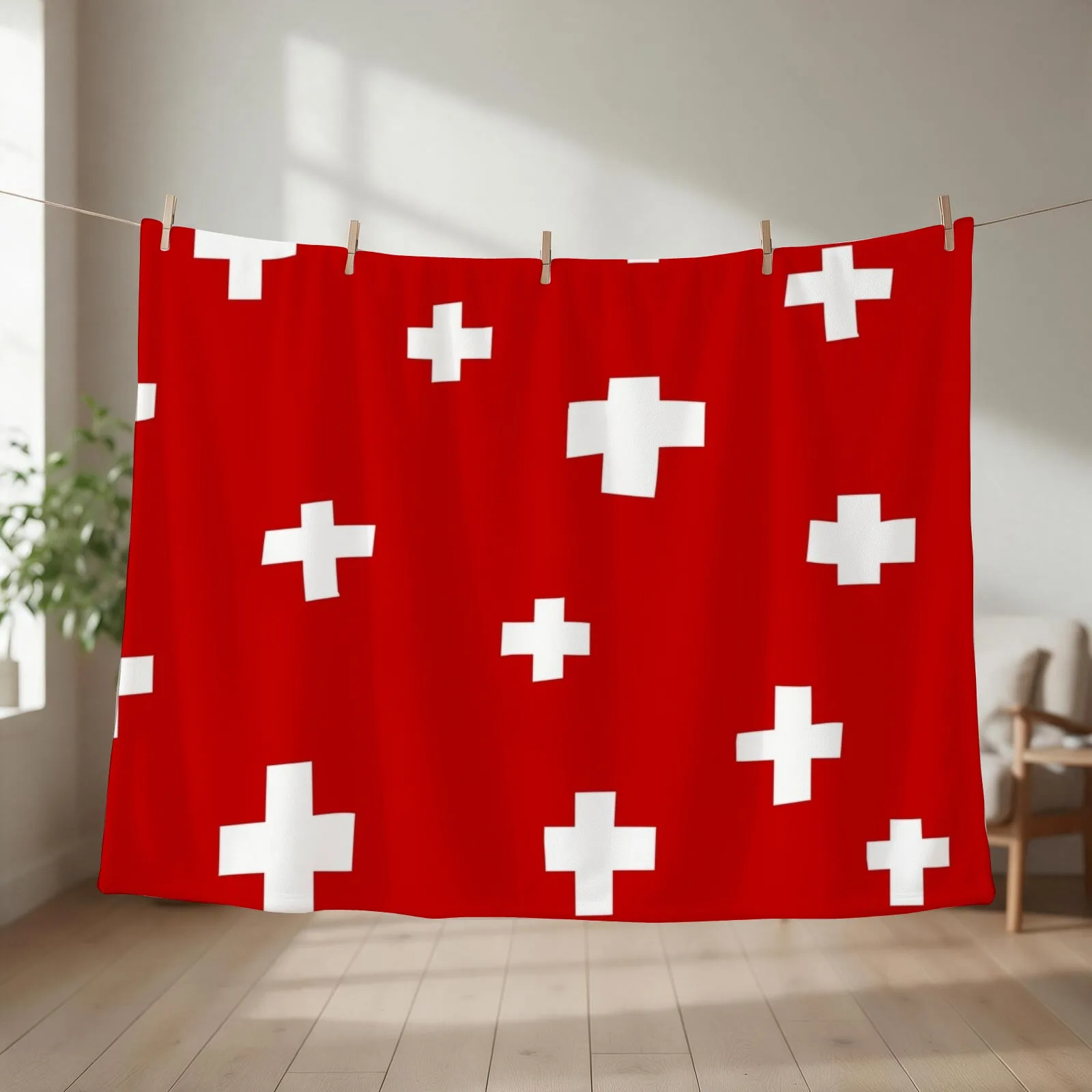 Swiss flag Throw Blanket Soft Plush Plaid Sofa Quilt Winter beds Summer Blankets