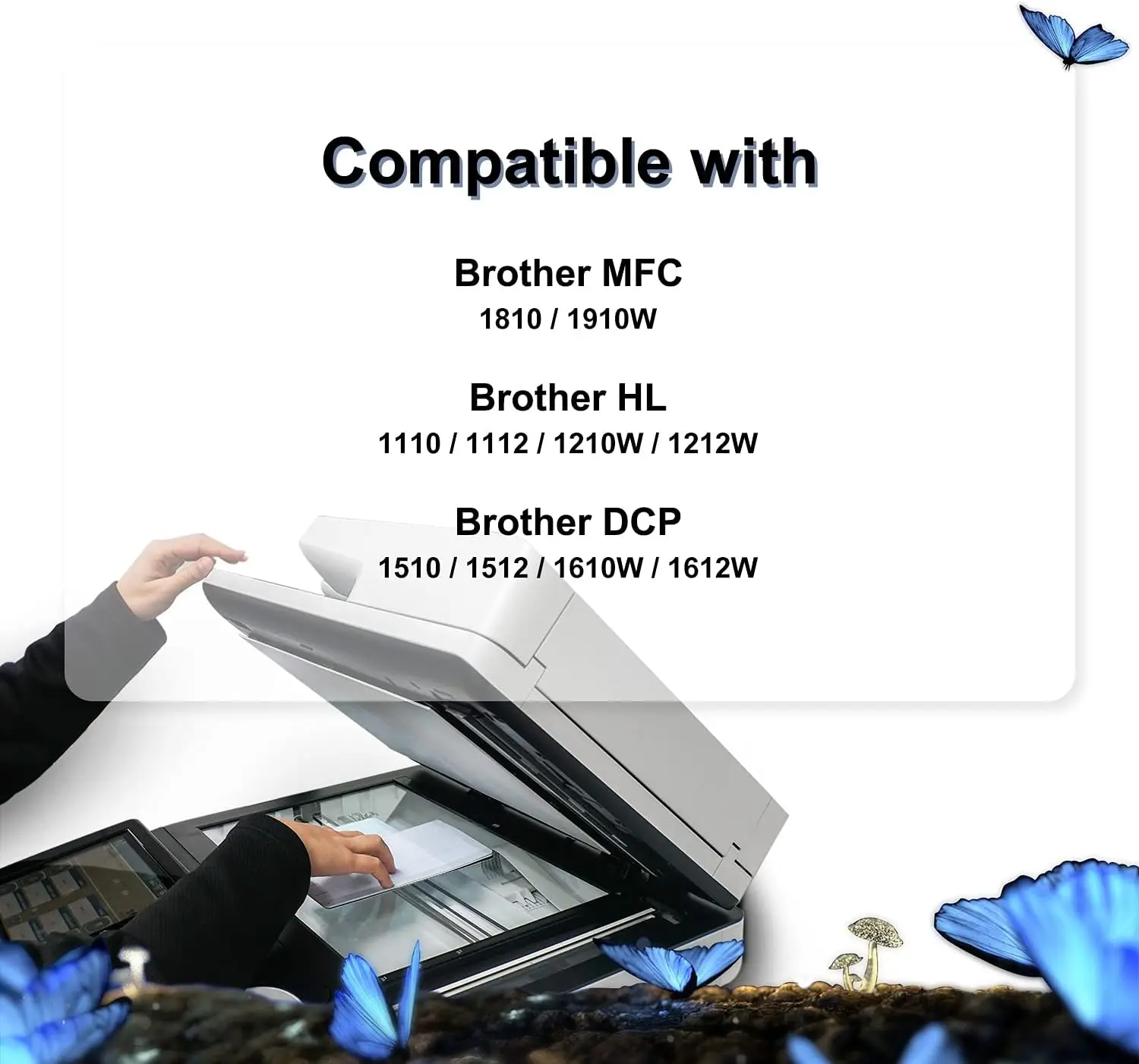 Jhaan TN1050 Toner kompatibel mit Brother TN1050 TN-1050 für Brother DCP-1510 1510E 1512 1512A 1512E 1601 1610 W 1612 1612 W 1616 – Detail 2