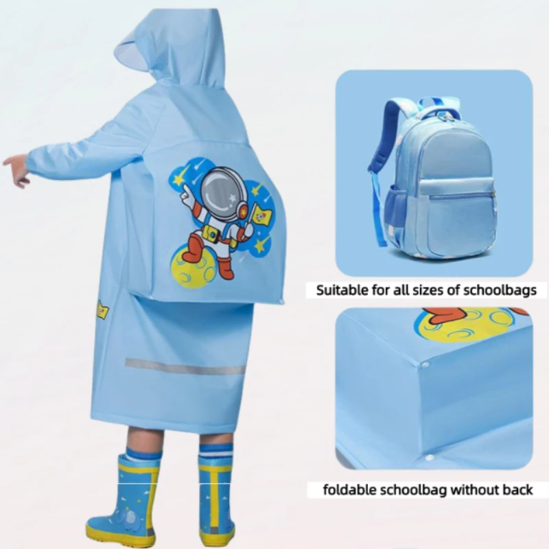 Poncho de lluvia impermeable para niños, chubasquero de cobertura completa de alta calidad, mochila de viaje para estudiantes y niñas