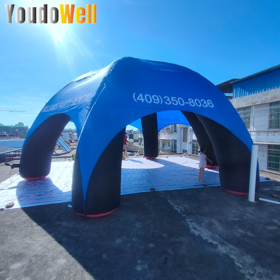 Customizable 6m Diameter 6-leg Black-legged Blue Cloth Inflatable Spider Leg Tent For Event Exhibitions Commercial Advertising