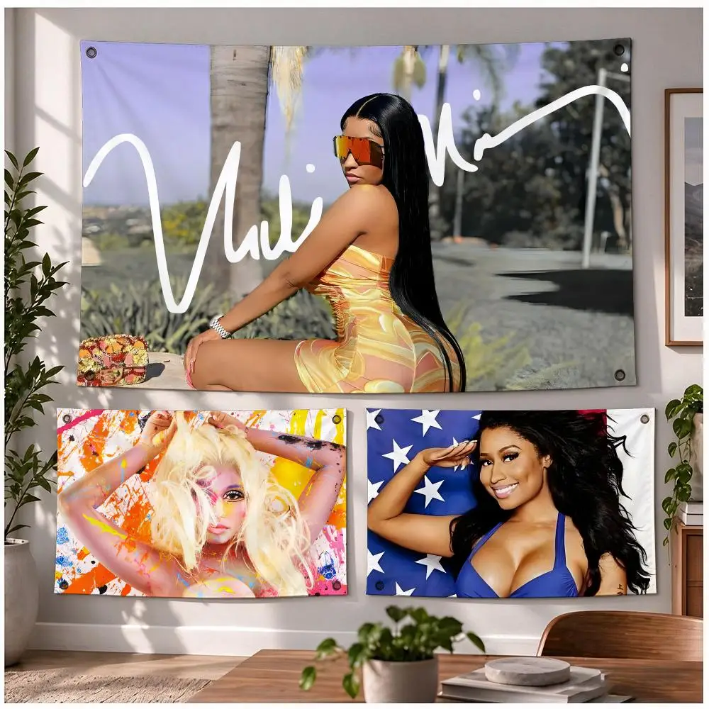 Nicki Minaj Rapper HipHop Flags Four Ring Ornament Indoor Outdoor Decor Simple Hanging Mount Gift