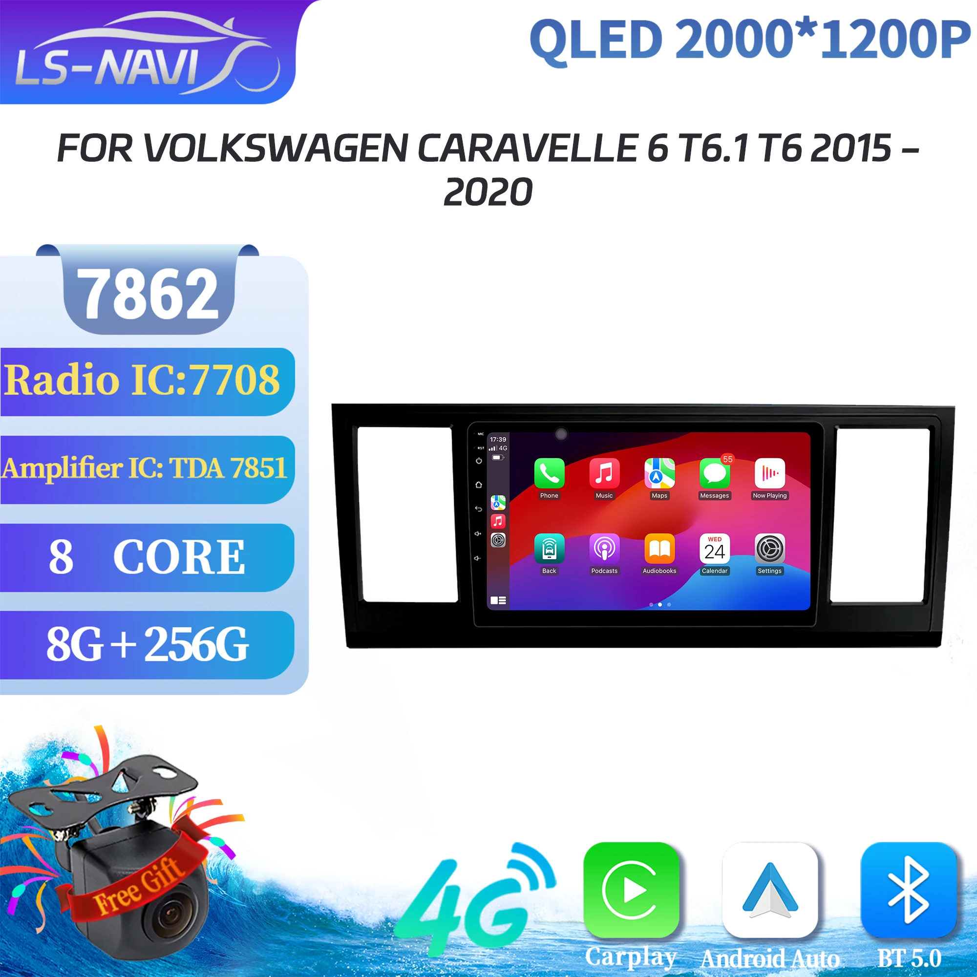 

Android 14 For Volkswagen Caravelle 6 T6.1 T6 2015-2020 Car Radio Multimedia Wireless Bluetooth Carplay 4G GPS 2K QLED Screen