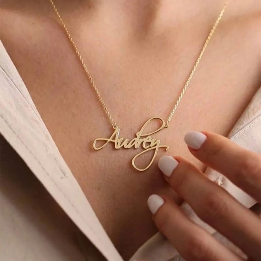 collar nombre personalizado de acero inoxidable personalizado con nombre para mujer, gargantilla de cadena de oro con letras personalizadas, joyería