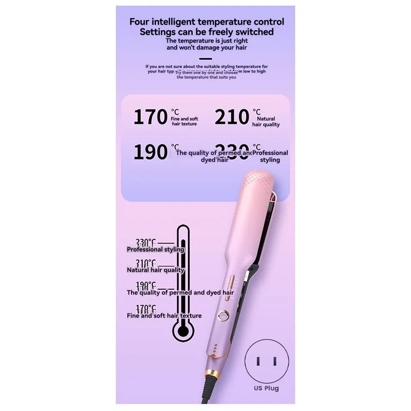 X16A 2025 مصفف شعر جديد متعدد الاستخدامات - مكواة فرد وتجعيد الشعر ذات وظيفة مزدوجة مع إعدادات حرارية قابلة للتعديل حديد مسطح قابس أمريكي