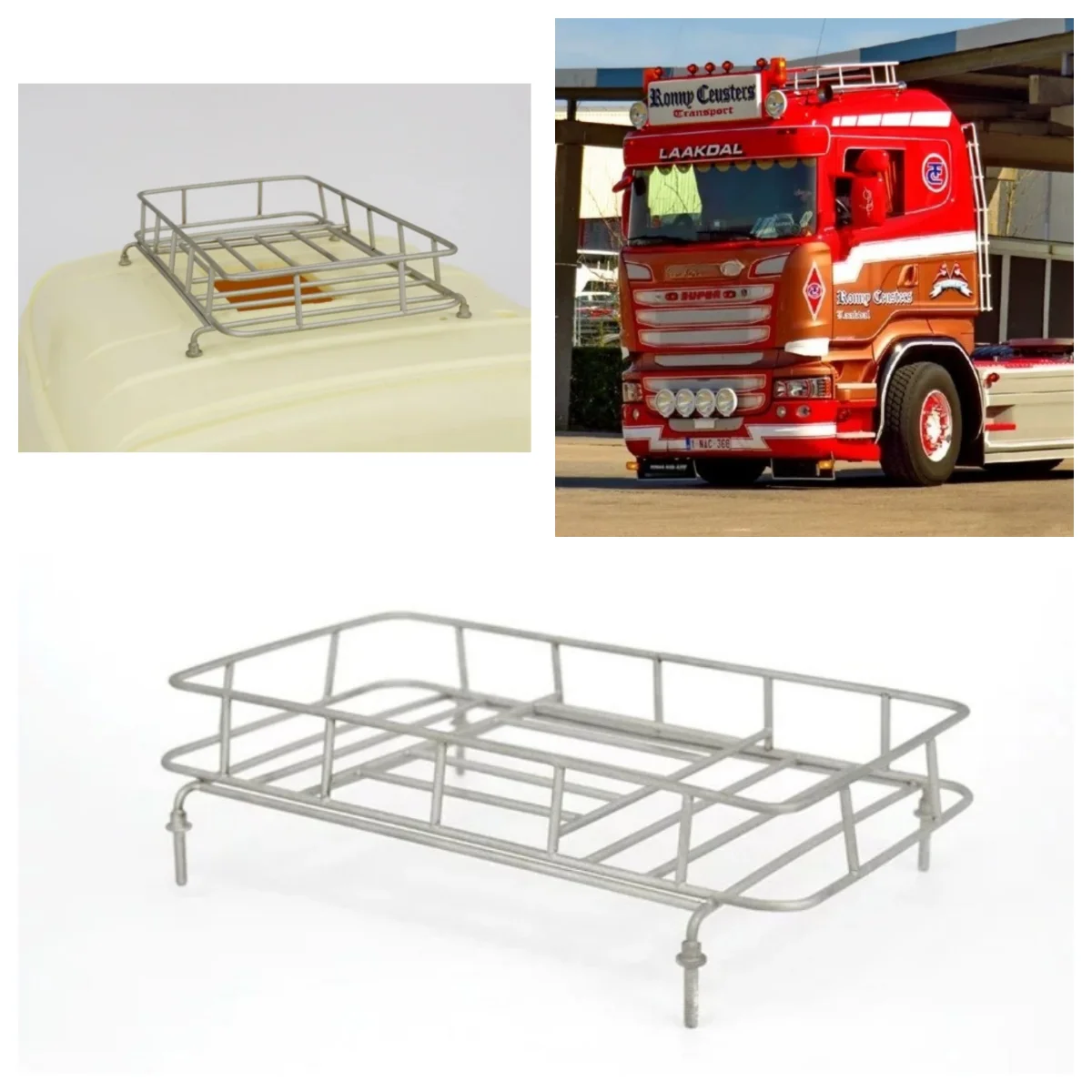 Cab Canvas Frame Roof Cargo Rack for Tamiya 1:14 RC Truck Sca 770s Upgrade Accessories