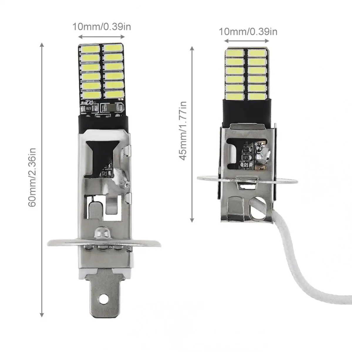 1pc H1 H3 Canbus Super Bright LED Bulb Car Fog Light Headlight 4014 24SMD 12V 6000K Running Light Auto Motorcycle Lamps