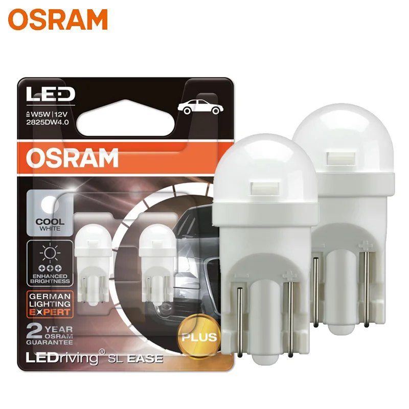 OSRAM T10 LED SL EASE PLUS W5W 194 2825DW Car Turn Signal Bulb Interior Light 12V 1W 6000K White LED Reading License Plate Lamp