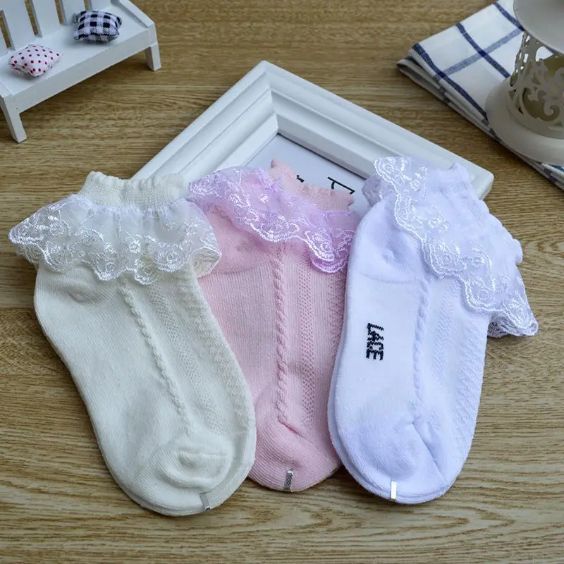 Summer Children Lace Socks with Ruffle Baby Girls Cotton Breathable Mesh Stockings Ballet Princess Short Dance Socks Kids 0-12Y